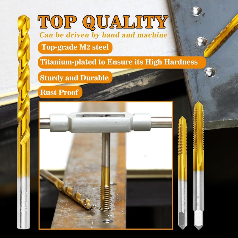 RURITKIT 12Pcs Metric Drill and Tap Set with 1Pc Tap Wrench, M2 HSS Thread Tap Set from M2 to M6, Combination of Drill and Tap Set for Metal,with Box - Image 4